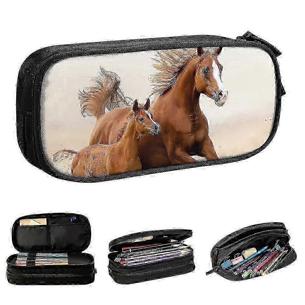 #lor540 حصان عائلة مقلمة جديدة الركض عشاق القلم مربع حقيبة للطلاب تخزين كبير الطلاب الهدايا المدرسية حقائب أقلام رصاص