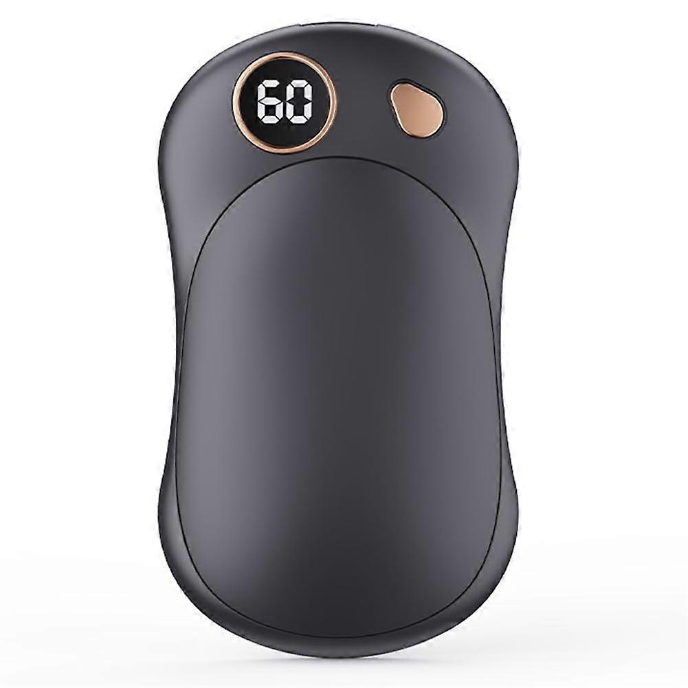 Rechargeable Hand Warmer TwoPiece Set For Winter Skiing Hiking 3 Heat Settings Portable Digital Display Beige Black
