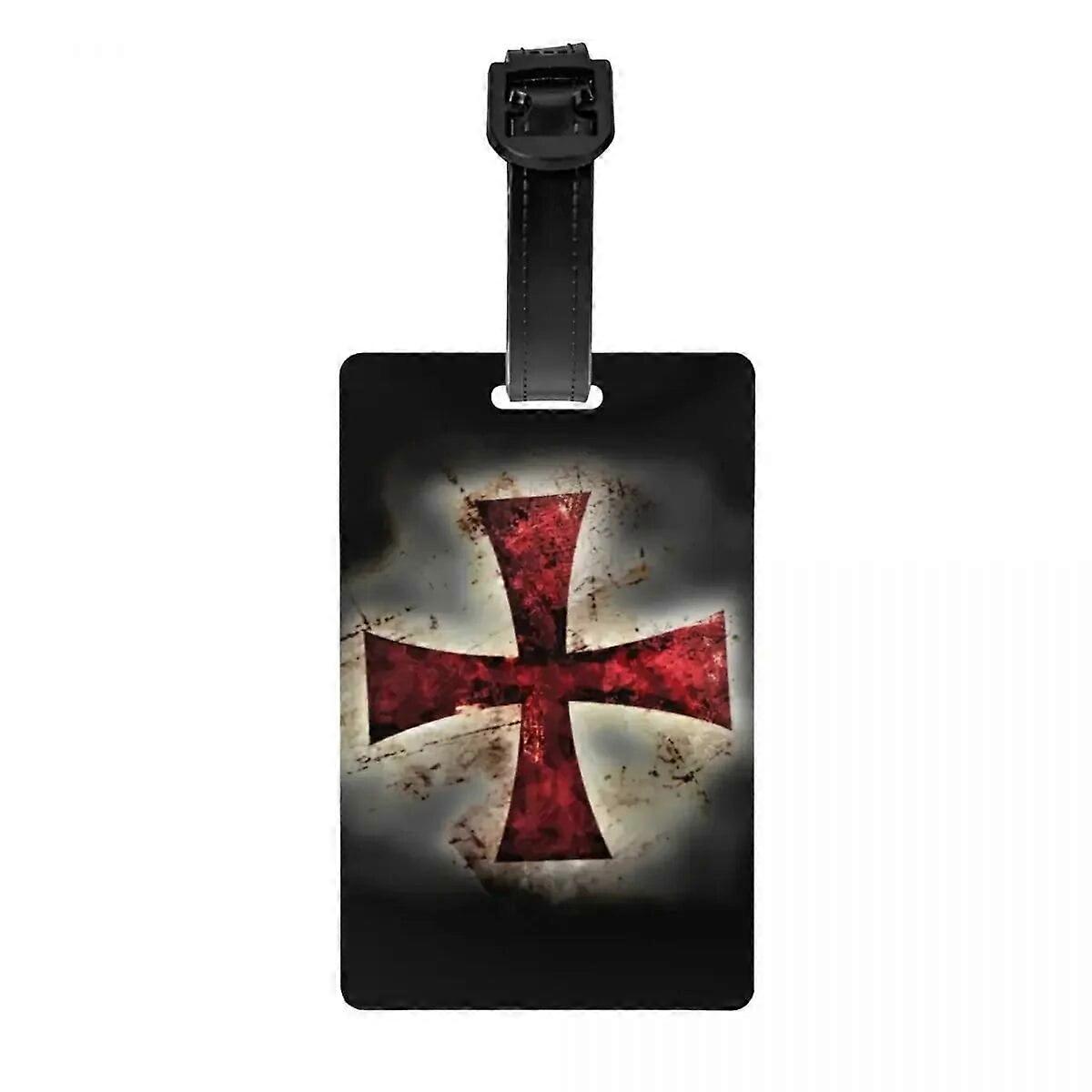 Deus Vult Crusader Cross In Marble Luggage Tags Custom Knights Baggage Tags Privacy Cover Name ID Card