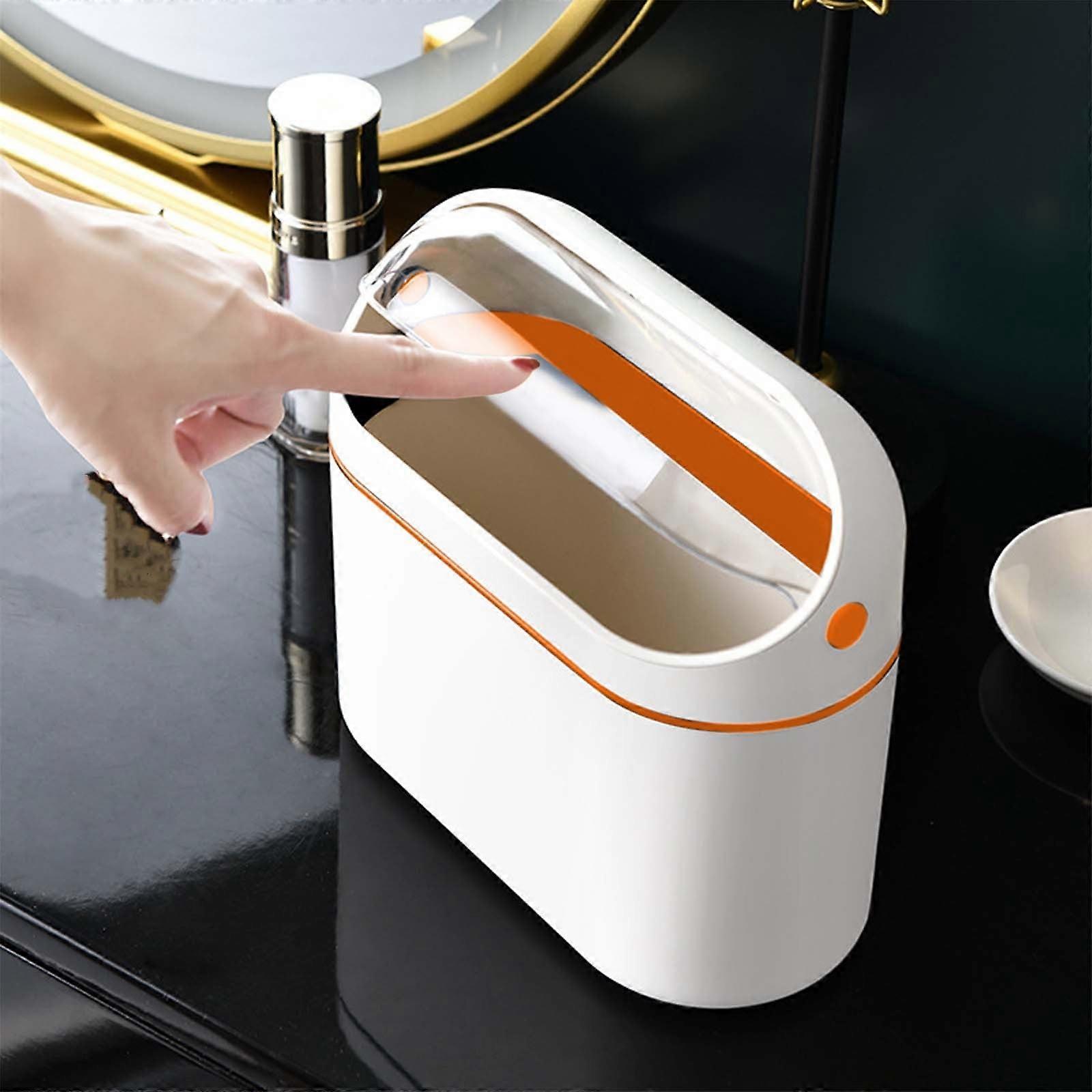 Xaoshaoyi Mini Trash Can With Lid, Small Desk Countertop Garbage Can, Removable Waste Basket for Bathroom, Up Counter Lint Can