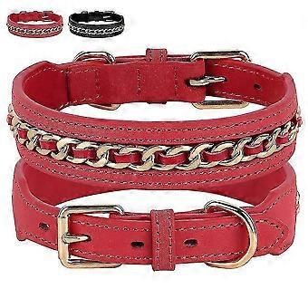 Soft-Chain Dog Collars Made of Genuine Leather for Medium to Large Dogs
