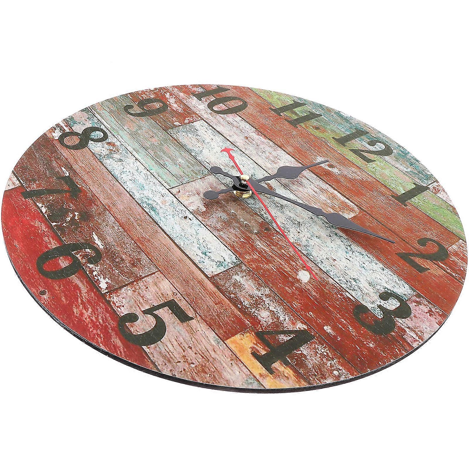 Wooden Round Clock for Room Decor 3Pcs Retro Simple Wall Clock Set