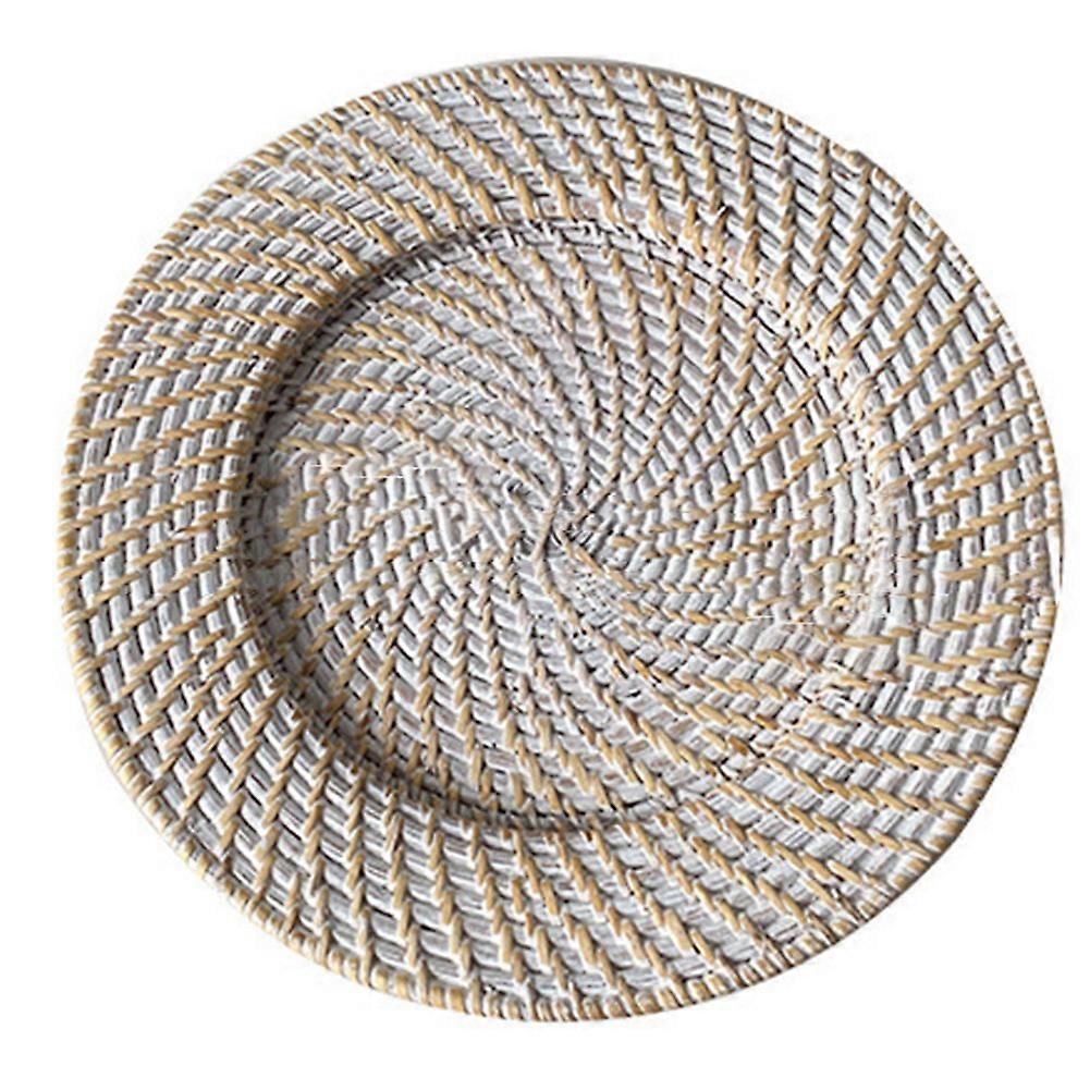Rattan Tray Retro Elegant Fruit Plate Round Dessert Plate Tabletop Decoration