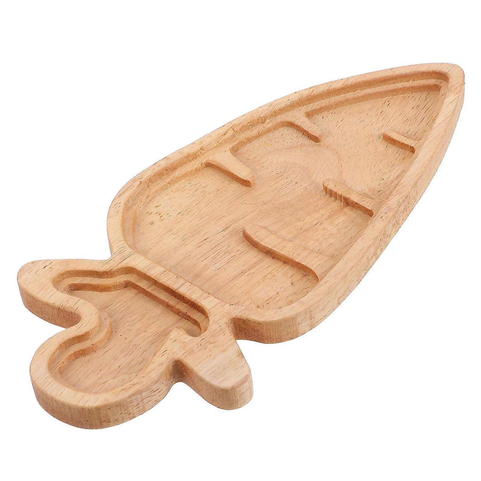 Solid Wood Easter Tray for Serving 4Pcs Creative Wooden Plates and Platters