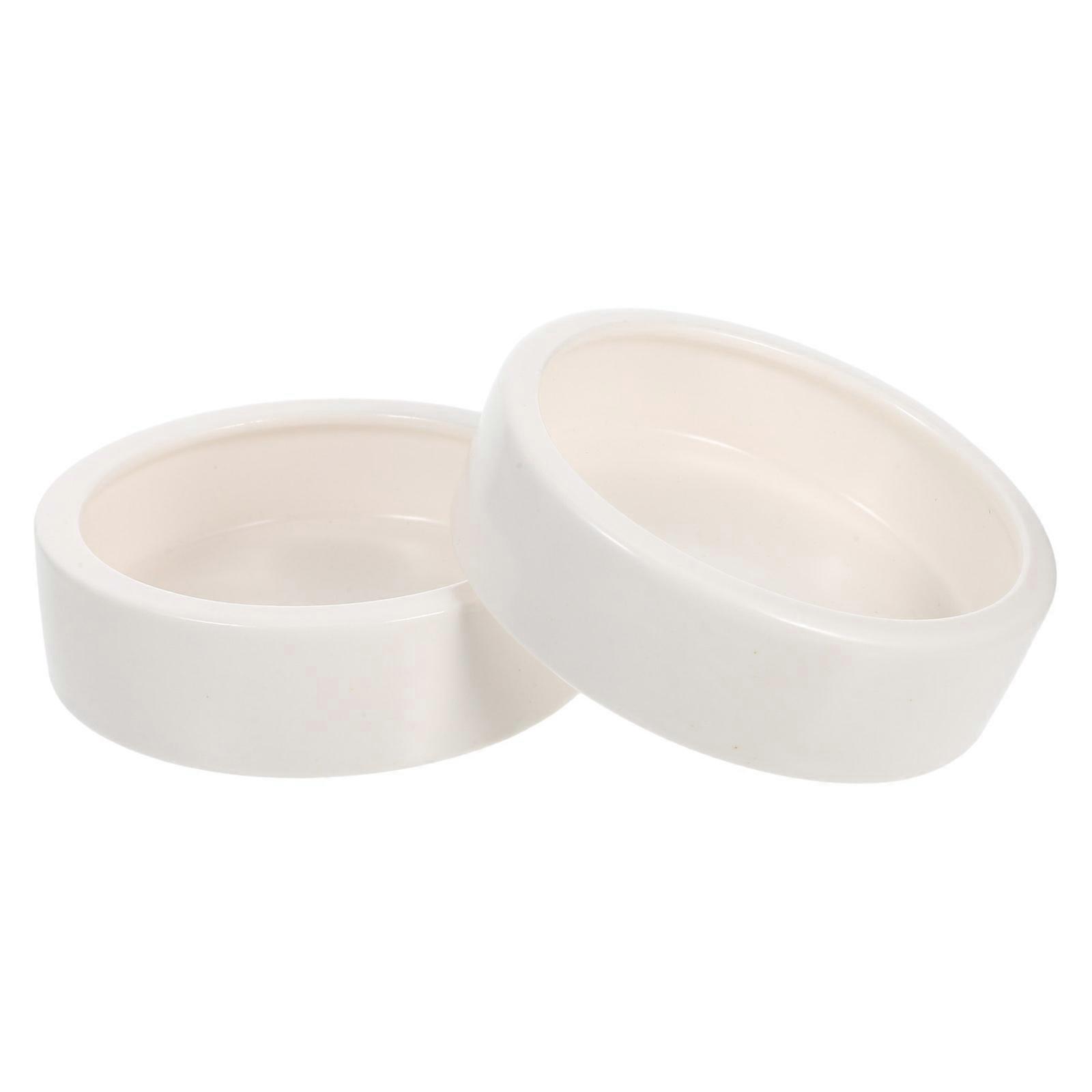 Reptile Food Dish Ceramic Bowl for Feeding 6Pcs White Round Lizard Feeder