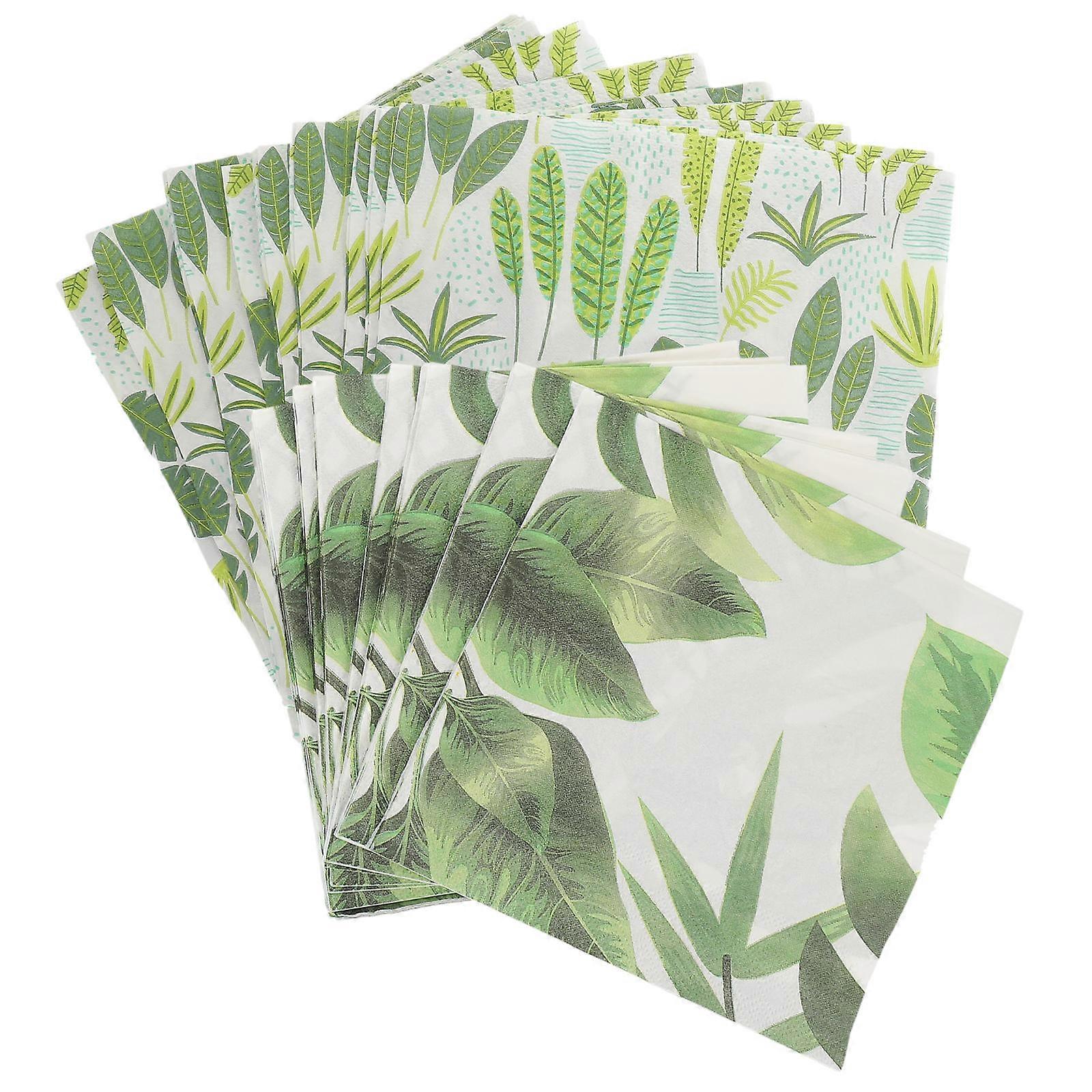 10Pcs Decorative Paper Napkins For Family Parties With Square Shape In Green Tone Absorbent Function