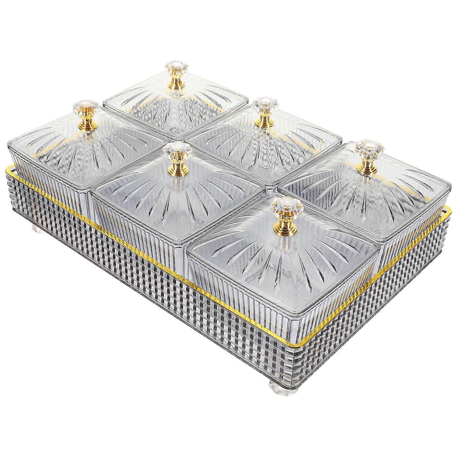 Snack Plates Set With Cover For Home Use Rectangular Grey Food Storage 1 Set