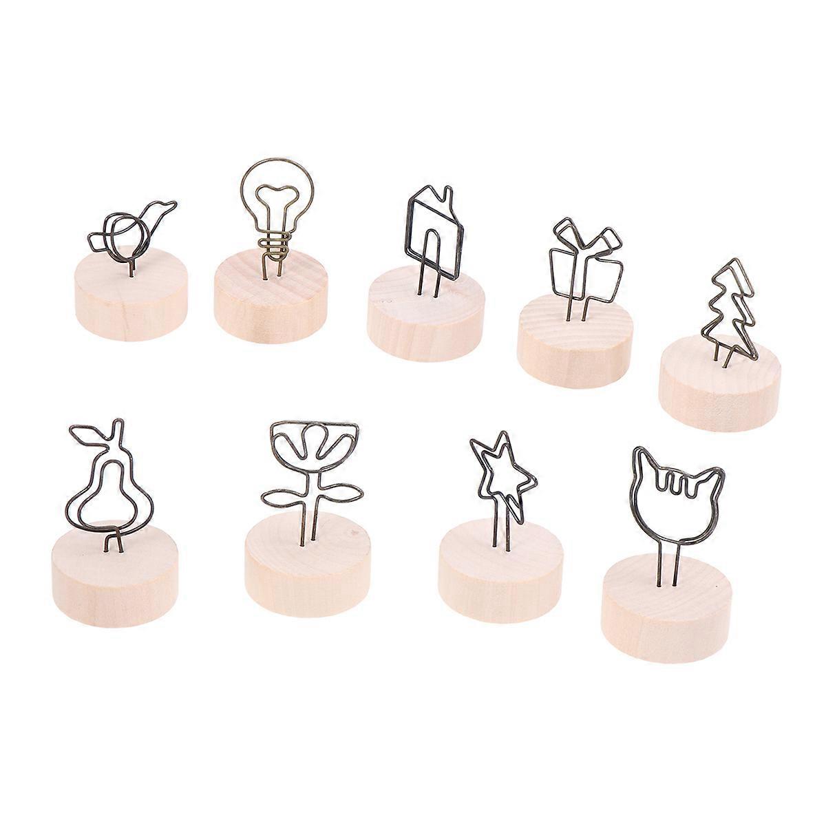 Paper Clips Retro Iron Wire Wood Note Holder for Decor 27Pcs Set
