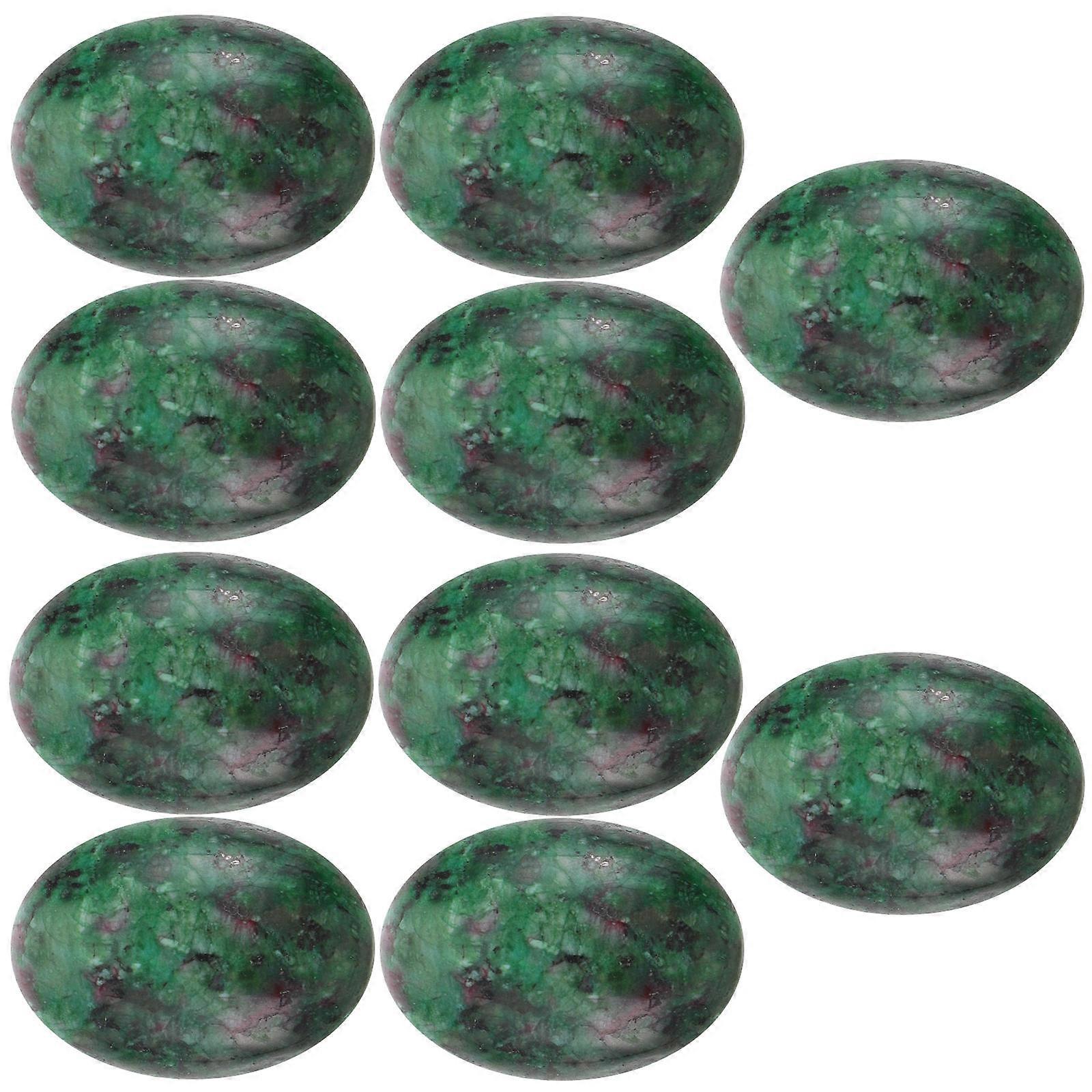 Flat Back Cabochons Beads Made Of Natural Stone Designed For Crafting Jewelry In Green Color And 2.5X1.8cm Size With 15 Pcs