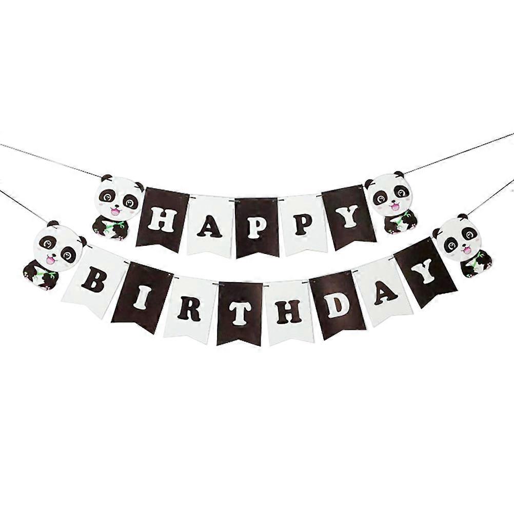 Panda Birthday Party Banner Pull Flag for Fun Party Decoration 3Pcs