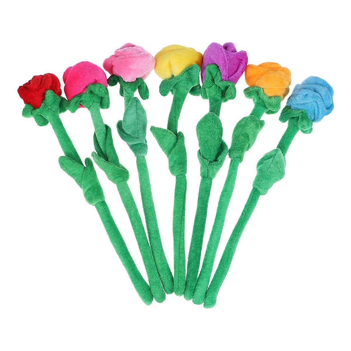 Simulation Rose Plush Toy for Decoration 14Pcs Mixed Color Rose Bouquet