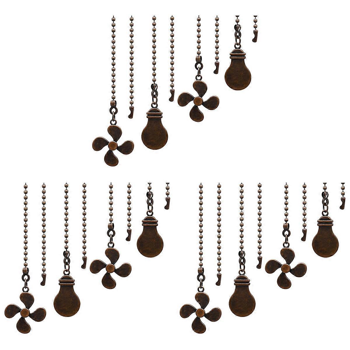 4Pcs Ceiling Fan Pull Chain Set,Bulb and Fan Pattern(Red Bronze)