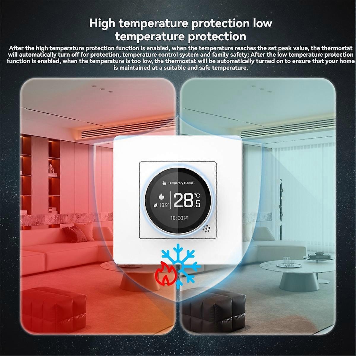 Tuya ZigBee Smart Knob Thermostat Gas Boiler Heating Black