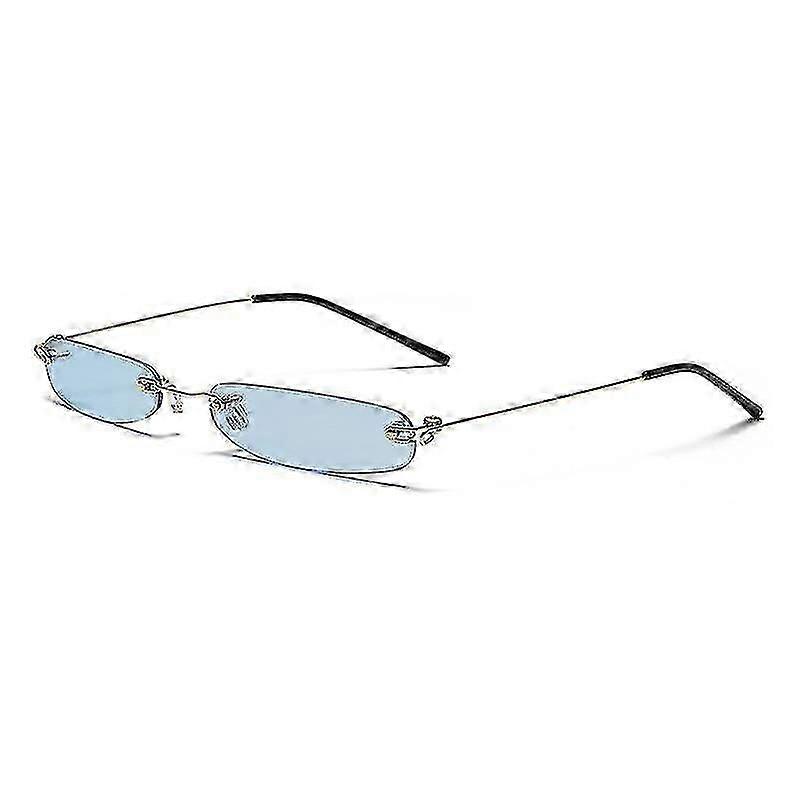 Retro Små Smala Ramlösa Solglasögon Klara Glasögon Vintage Rektangulära Solglasögon För Damer Herr