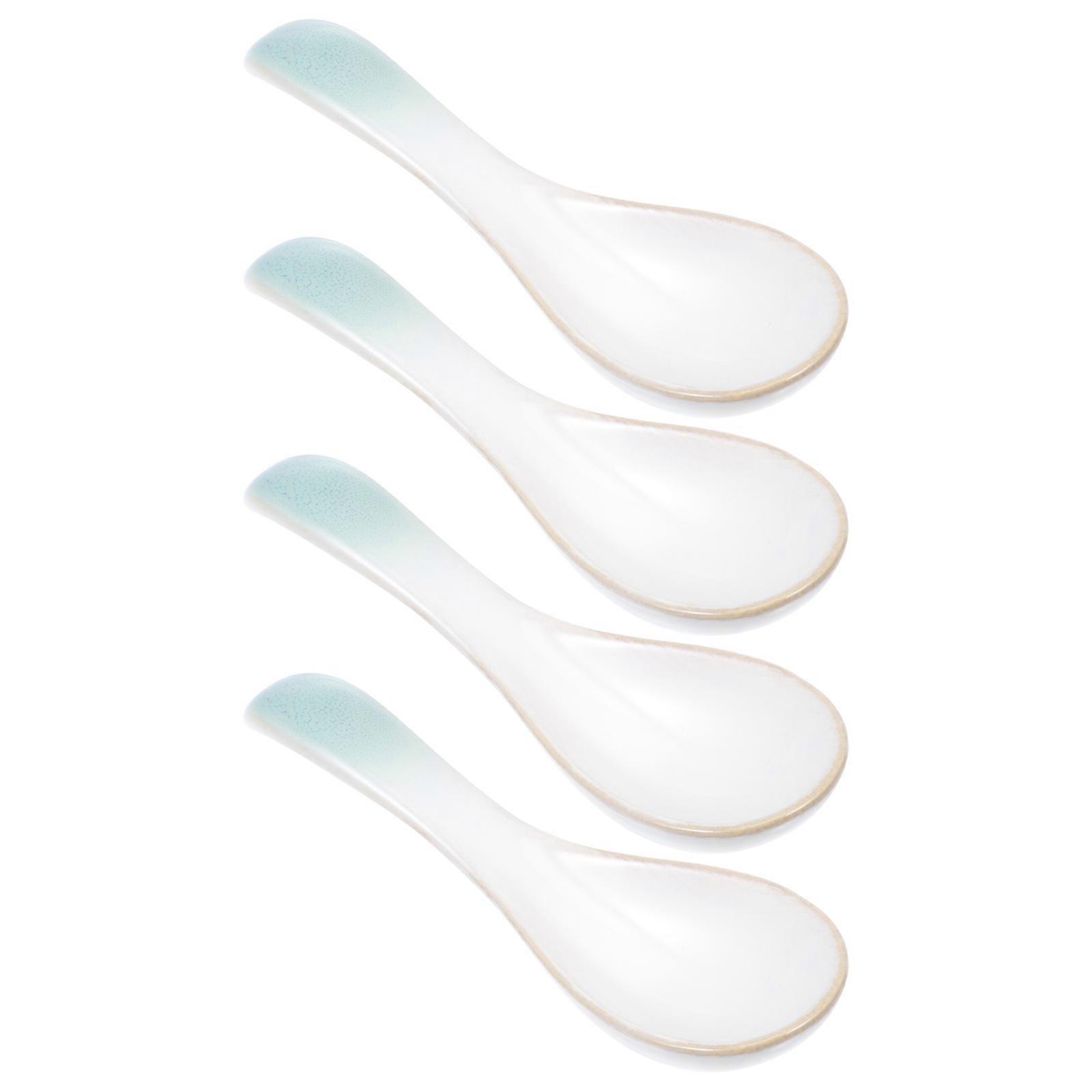 Restaurant Ceramic Spoons for Eating 8Pcs Multipurpose Tableware
