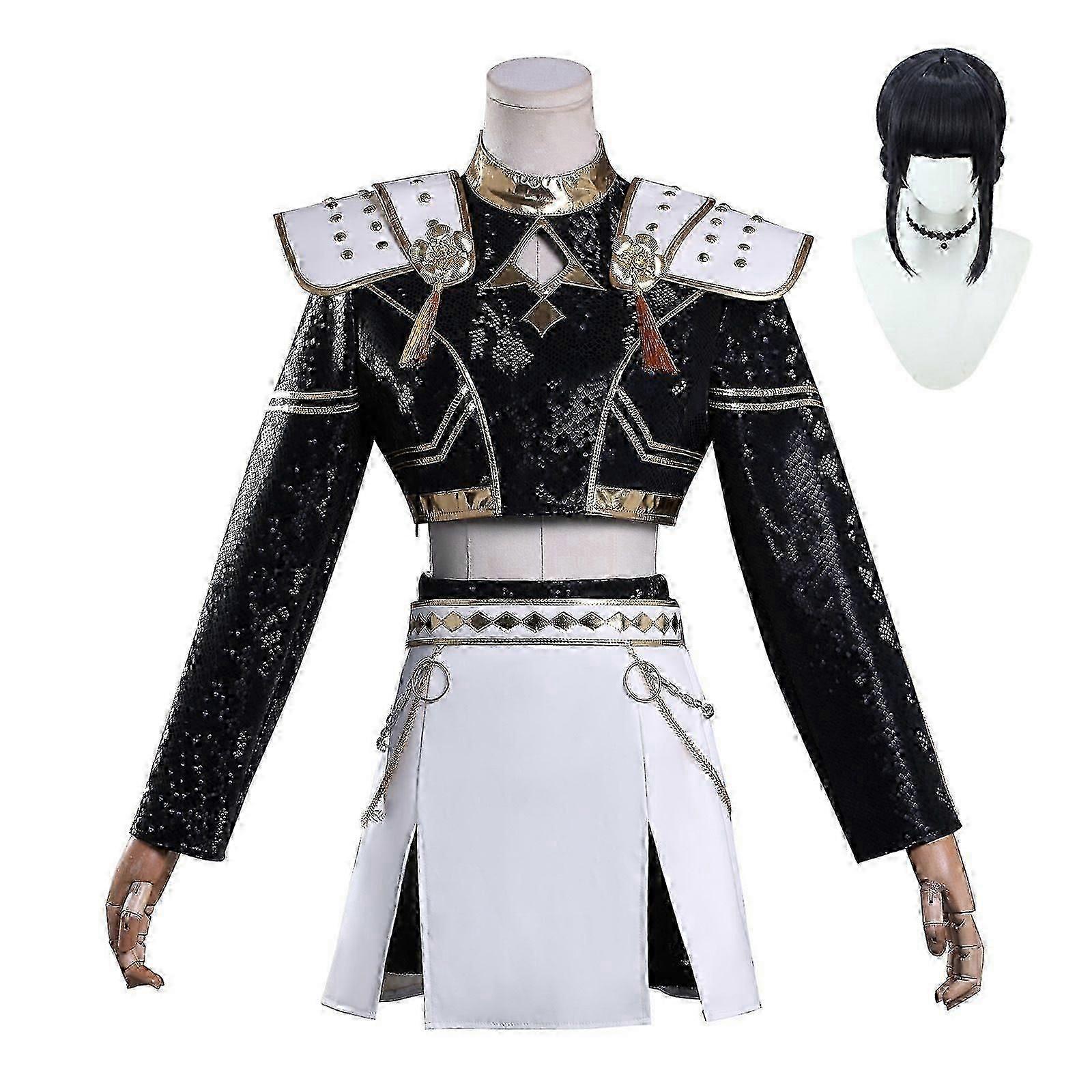 KPop デーモンハンターズゾーイコスプレコスチュームセットハロウィンパーティーファンシードレスレディースブラック_c