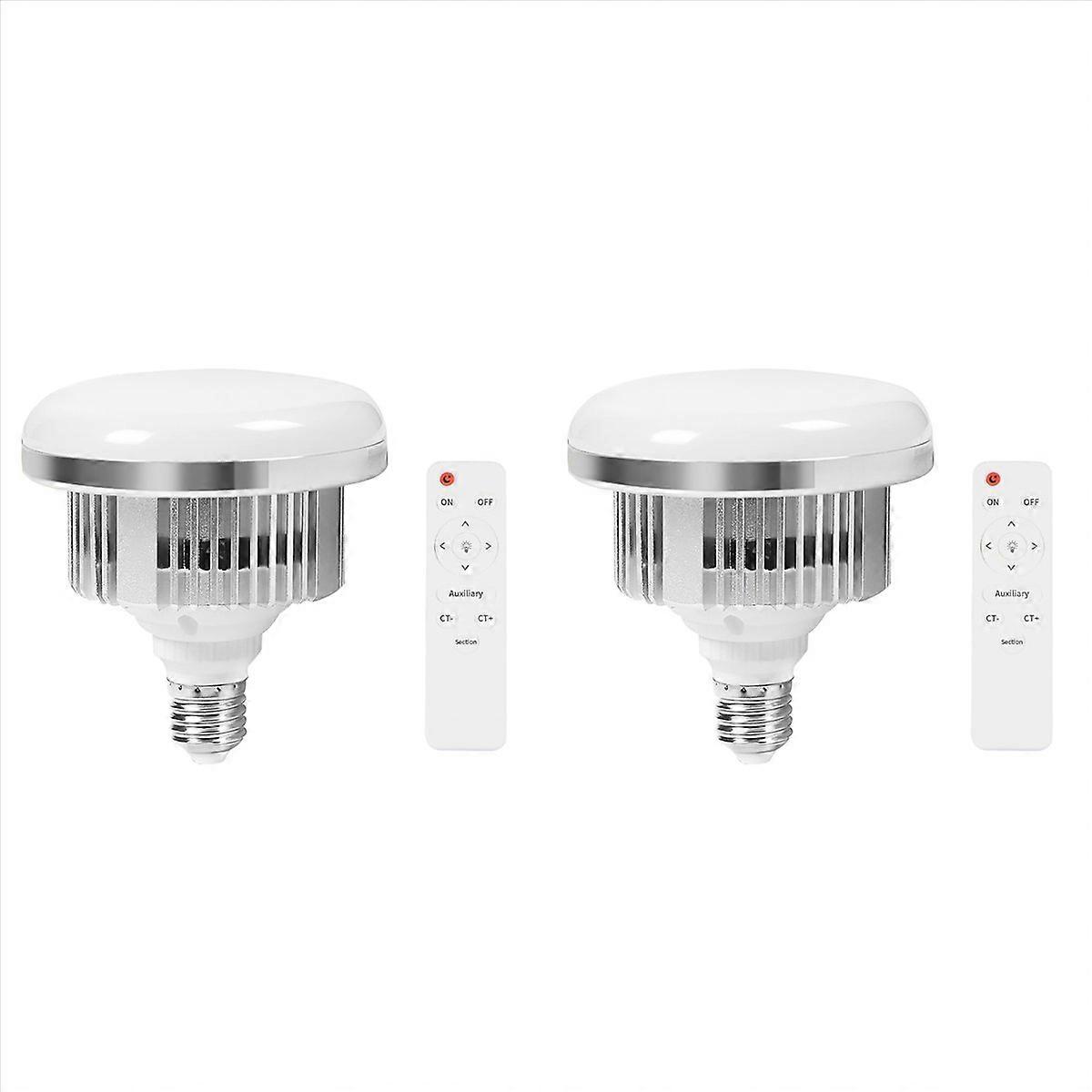 2X 85W LED Photographic Lighting Bulbs E27 Base Lamp with Remote Control Dimmable Daylight Bulb for