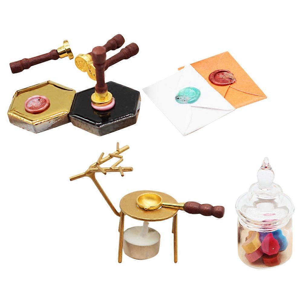 Simulated Wax Seal Model for Doll House Use with 4Sets Mini Accessories