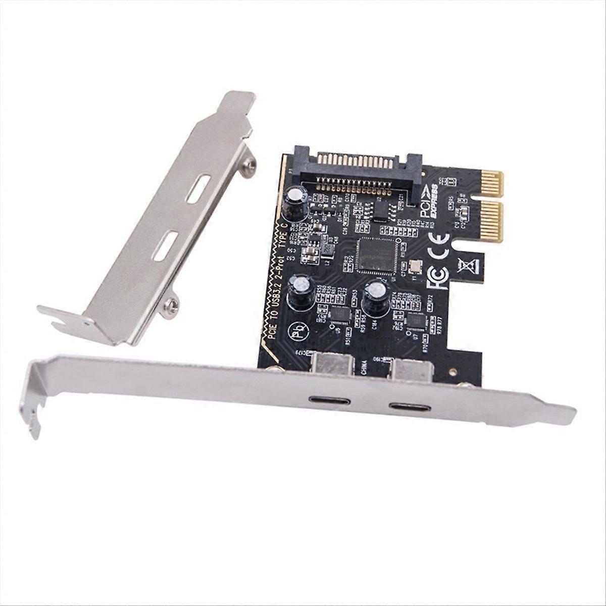 PCIE til Dual Type C-udvidelseskort PCI-E X1 til 2-port til stationær computer
