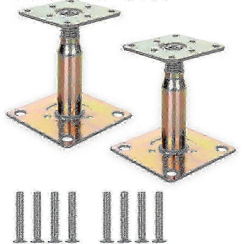 2pcs 100-150mm Galvanized Adjustable Elevated Post Base Bracket, Heavy Duty Roof Support for Construction - Gold Edition 0809