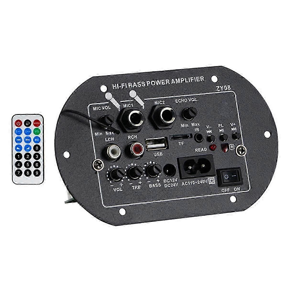 12V 24V 220V HIFI Bass Power Amplifier Board with USB Player Module Dual Microphones for Audiophiles