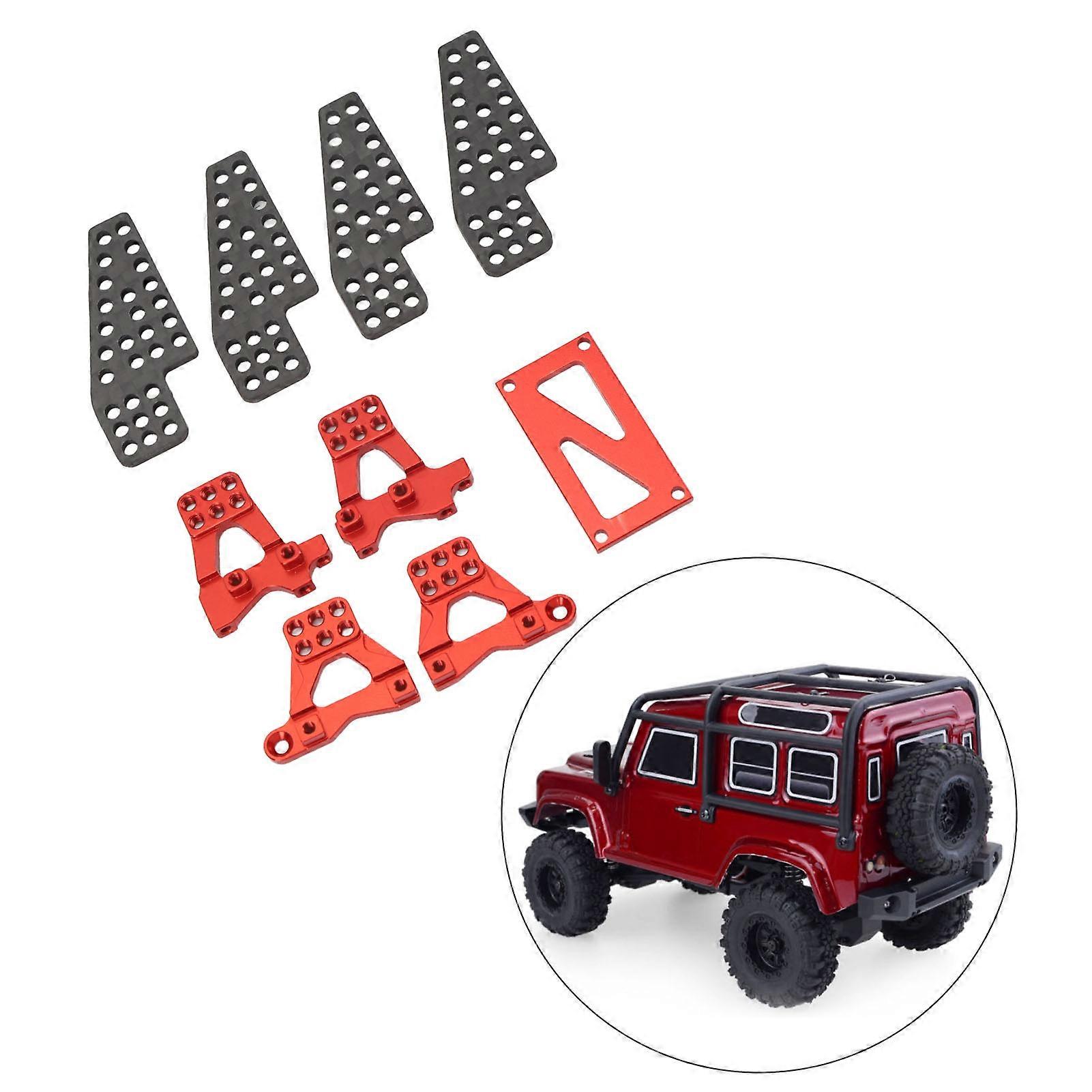 5pcs RC Damper Mount Stand Upgrade Aluminum Alloy Carbon Fiber Shock Damper Bracket for 1/18 RC Crawler Red 