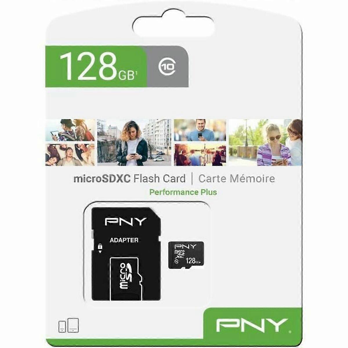 Micro SD Memory Card with Adaptor PNY Performance Plus 128 GB