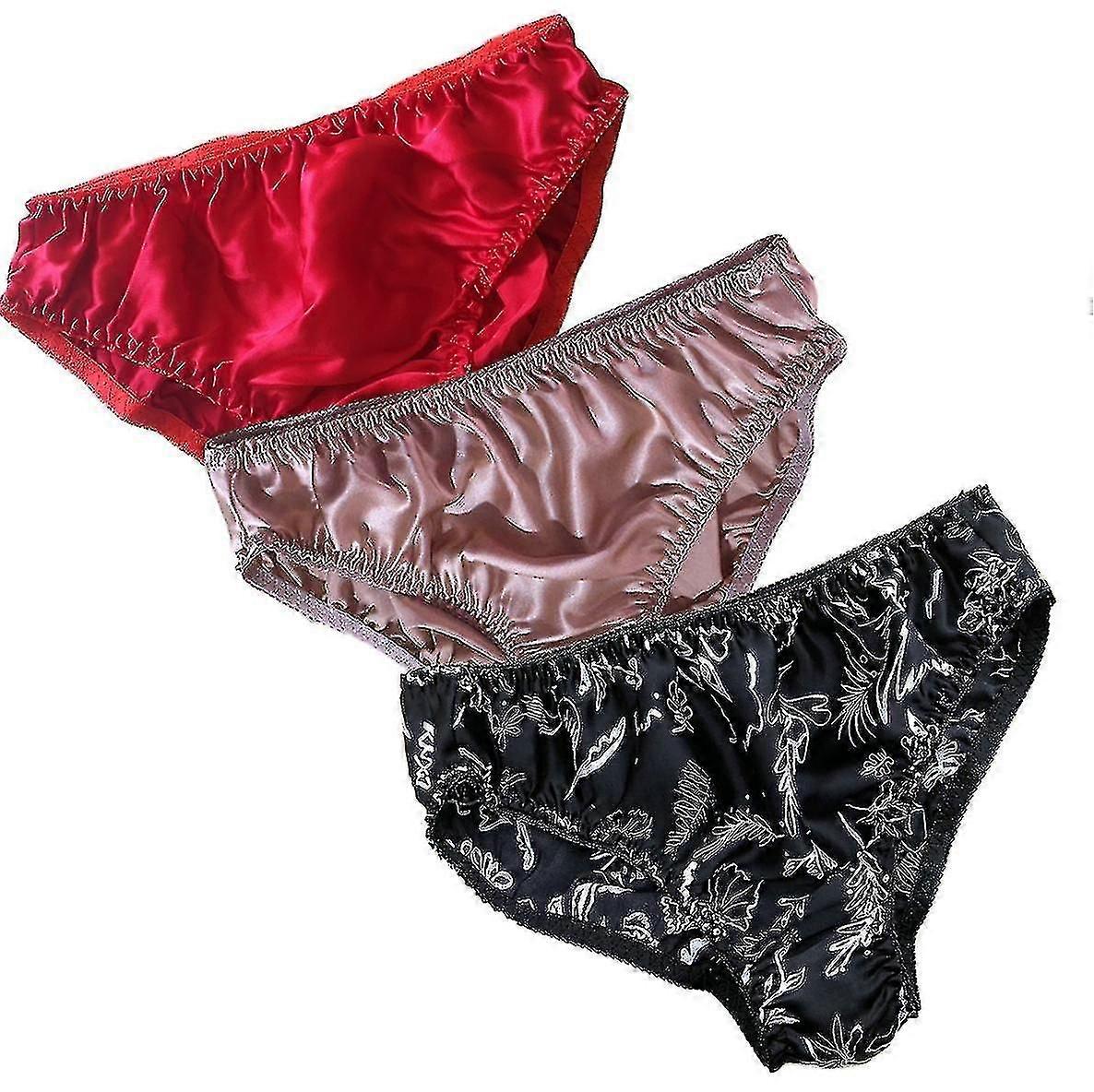 Γυναικεία Μουριά Μεταξωτά Εσώρουχα Σέξι Μπικίνι Σατέν Beachwear Μαγιό Σορτς 3 Pack stcyv