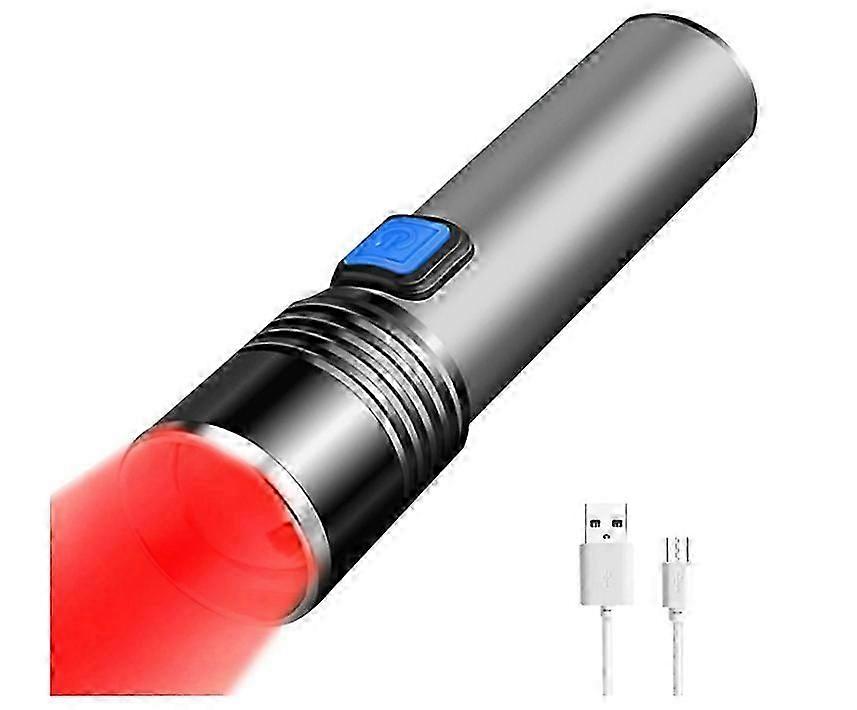 LED Red Light Flashlight, Mini Pocket Red Light, Small Red Flashlight3 Modes Zoomable Night Observation Astronomy(Black)_yyc