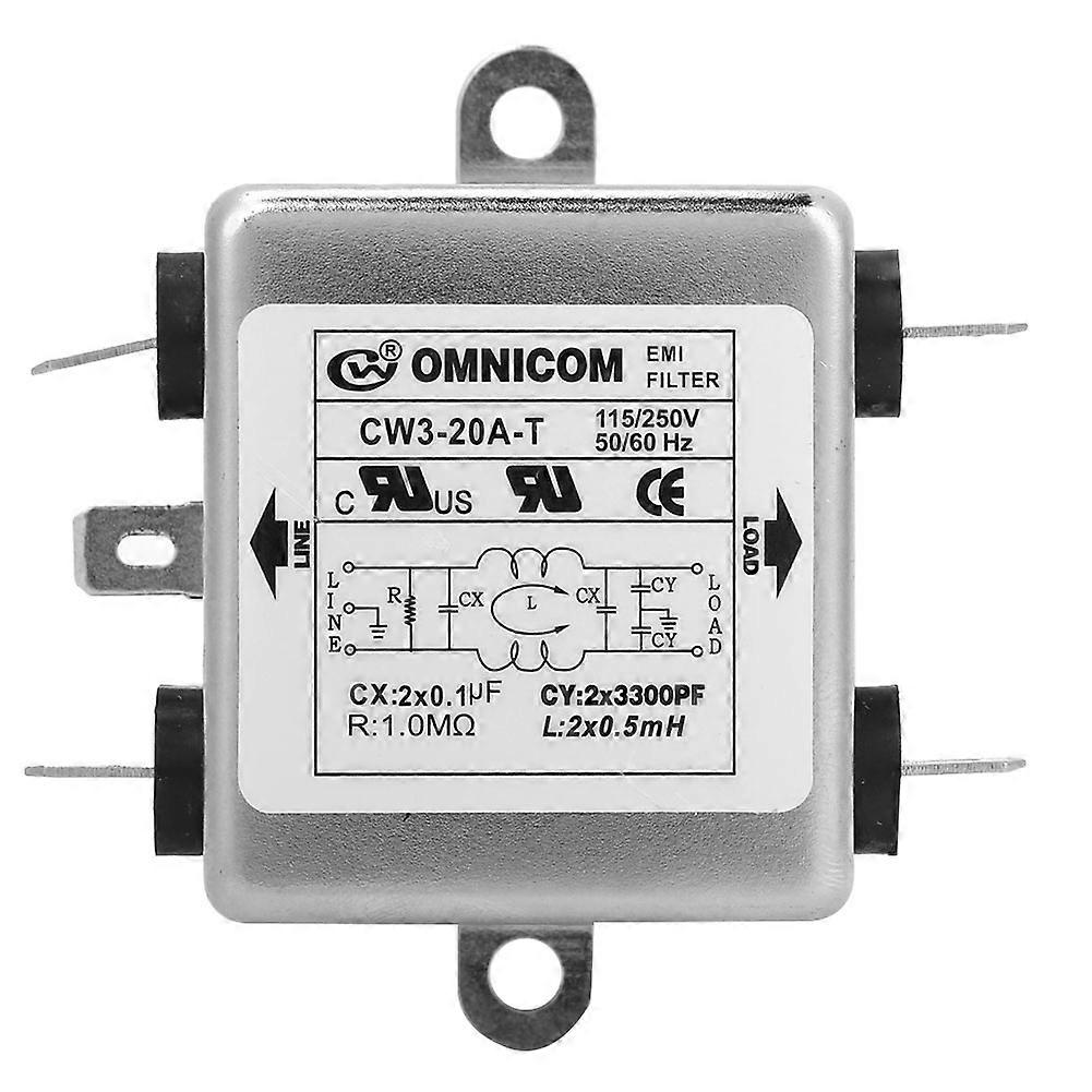 CW3-20A T Single phase Power EMI Filter Power Supply Filter 115V/250V 50/60Hz