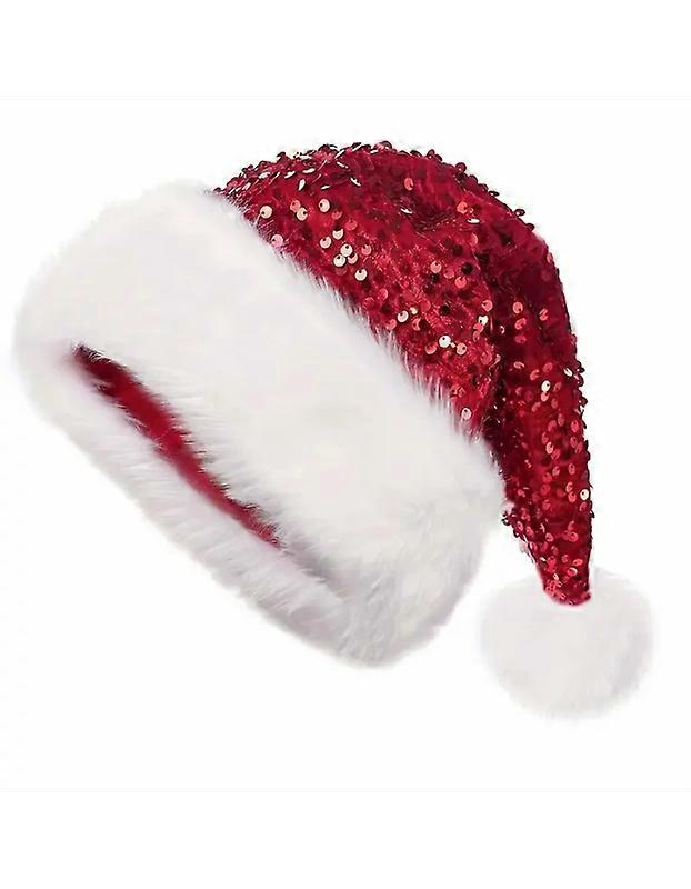 Multi-Color Glitter Christmas Hat - Plush Double-Layer Party Hat with Sparkle Details
