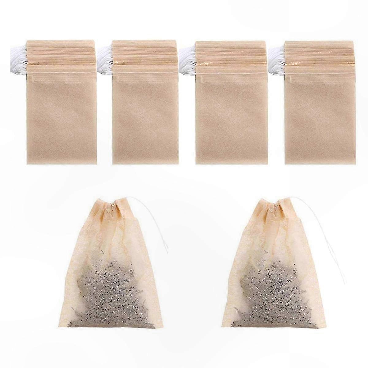 400 Unbleached Paper Tea Filter Bags, Disposable Drawstring