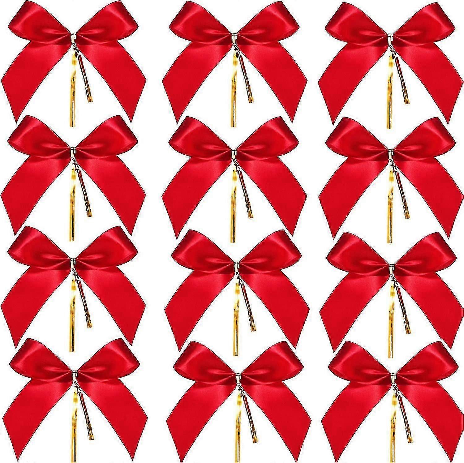 50pcs Christmas Bow Red Ribbon Bow