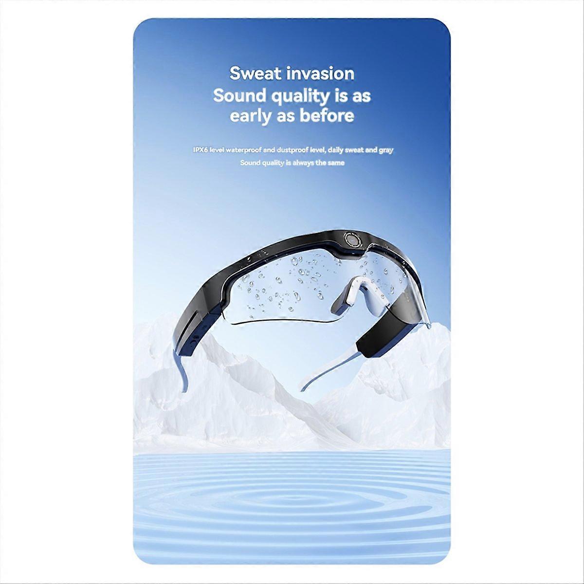 Smart Bluetooth Sports Sunglasses Camera White frame transparent