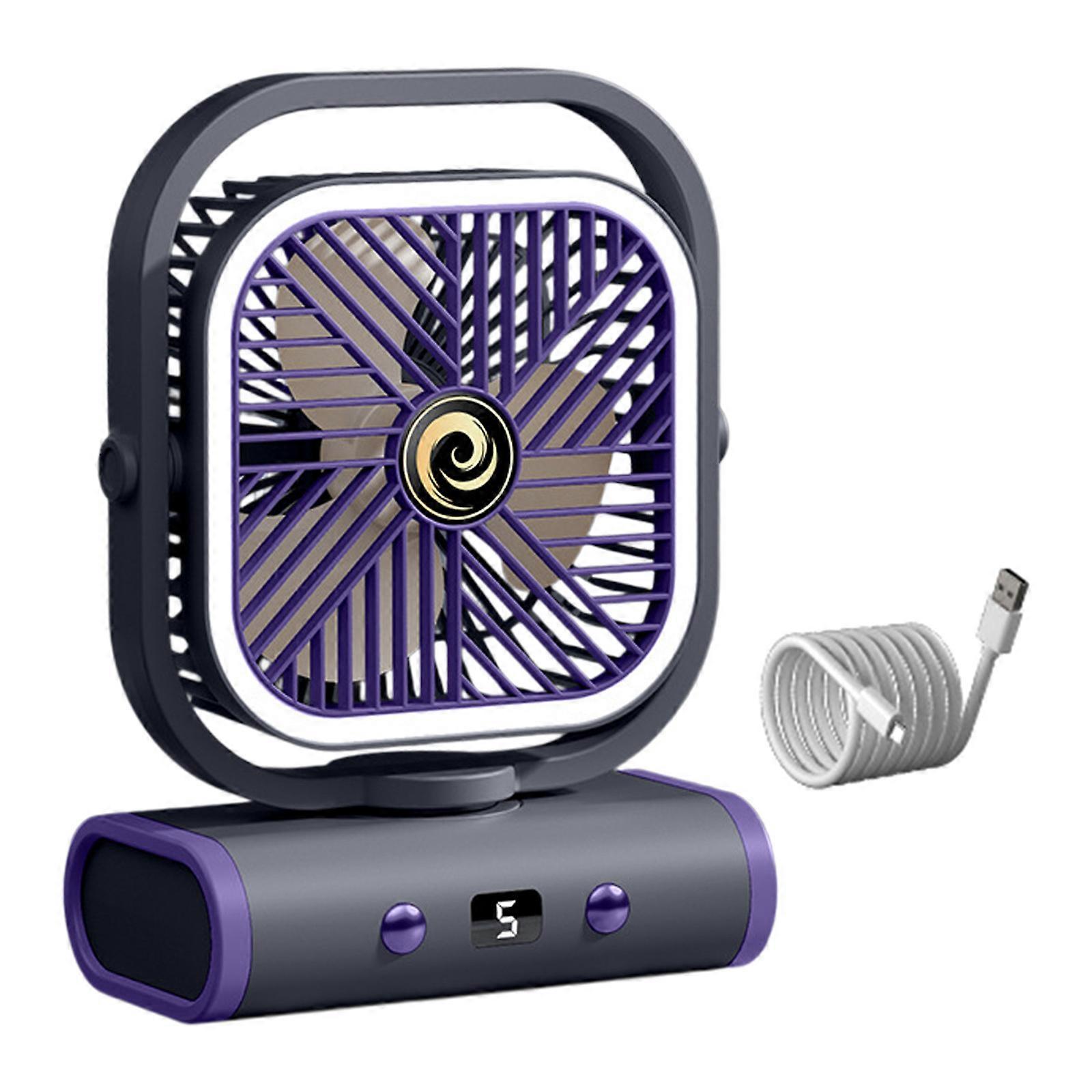 Light Weight Portable Desk Fan with Night Light 5 Adjustable Speeds Energy Efficient Personal Cooling Fan Easy to Use  grey