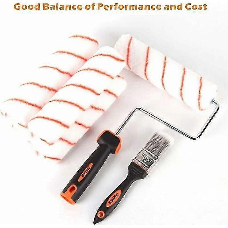 5-Pack Professional Paint Roller Set with 9" Handle and Paint Brush