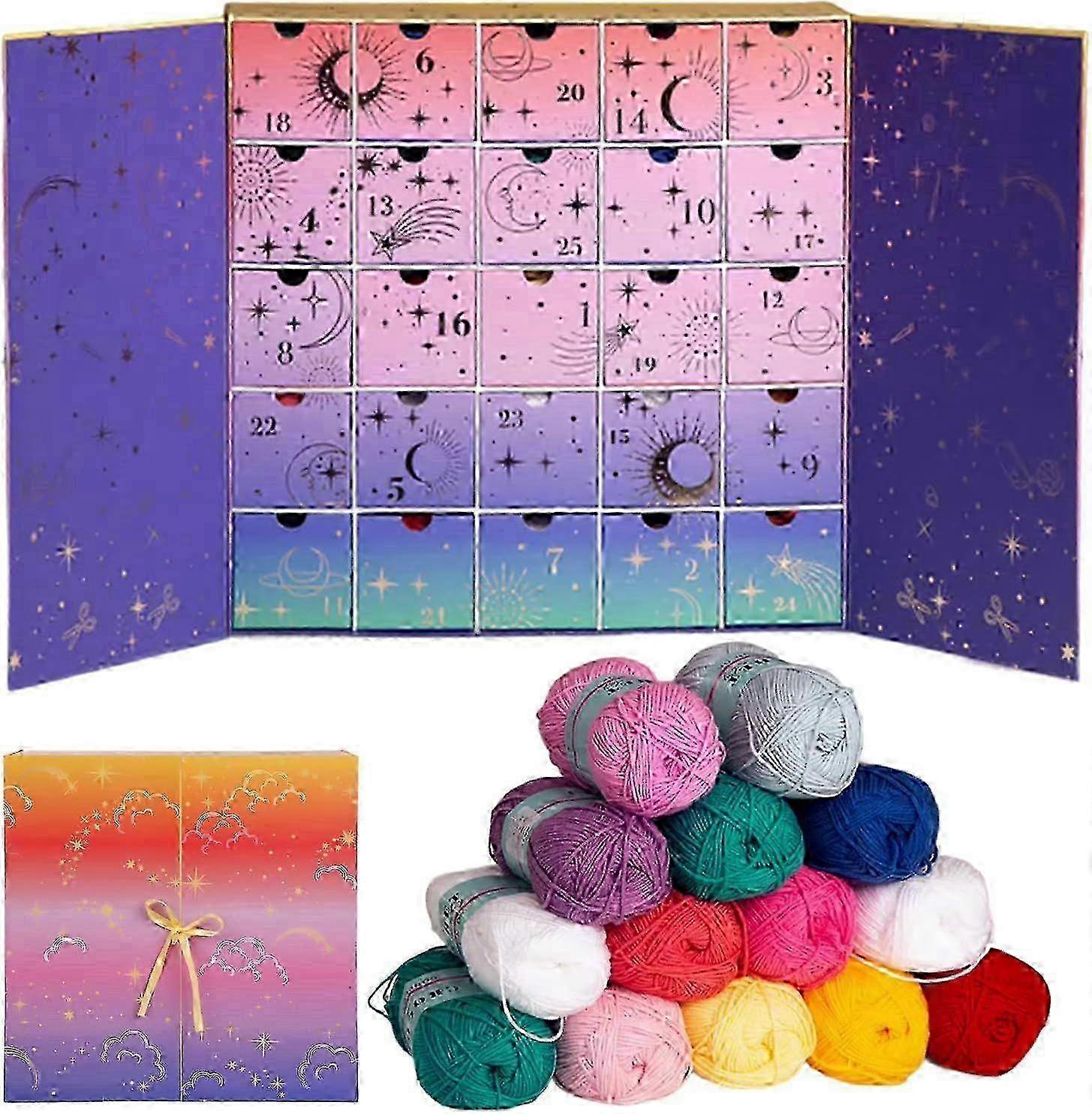 25-26 2025 Crochet Advent Calendar, 25 Days of Crochet Projects with Tutorials, Wool Yarn Advent Calendar 2025, DIY Craft Christmas Advent C