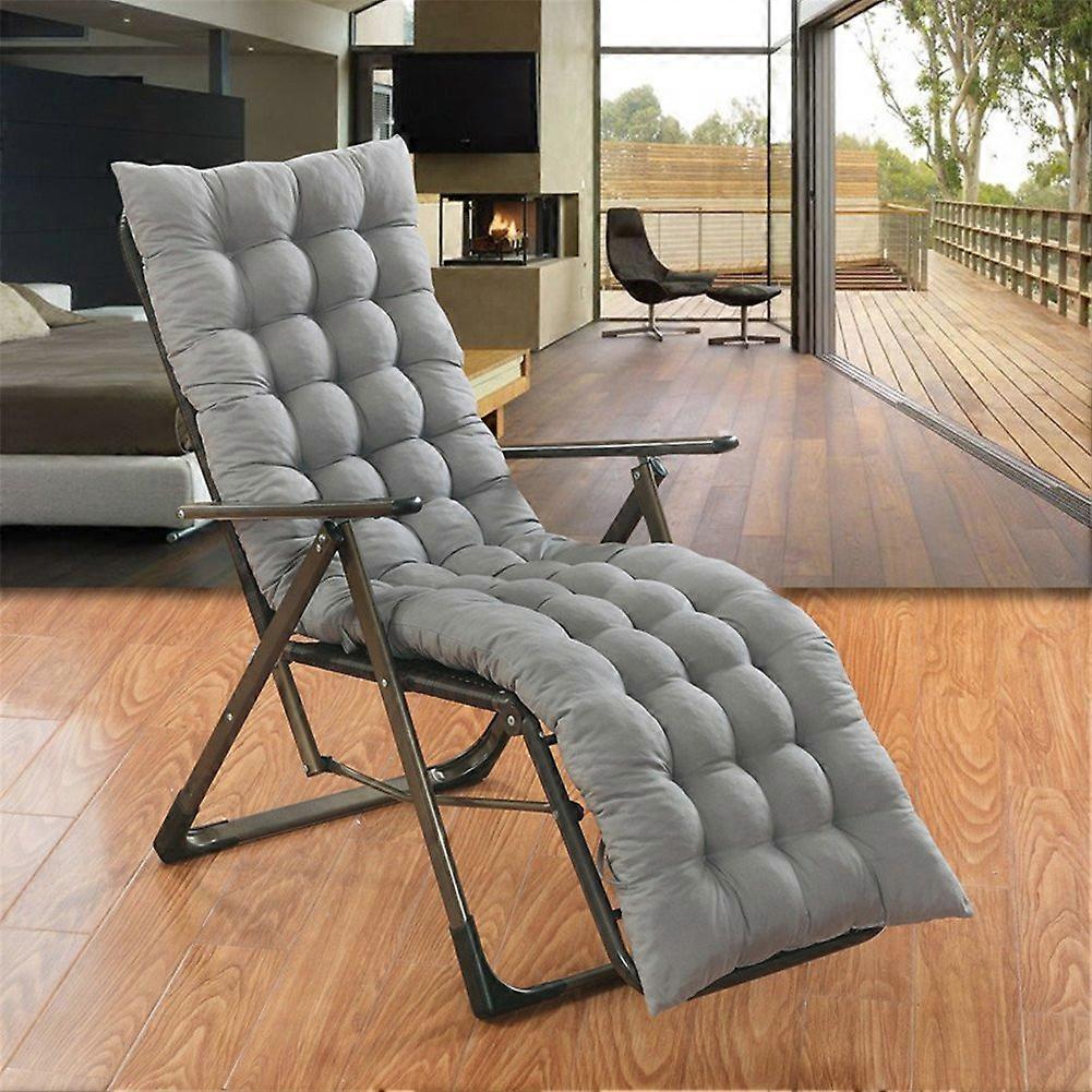 Winter Recliner Chair Cushion with Memory Foam  Back Pad for Garden or Patio 155x50x8cm Grey