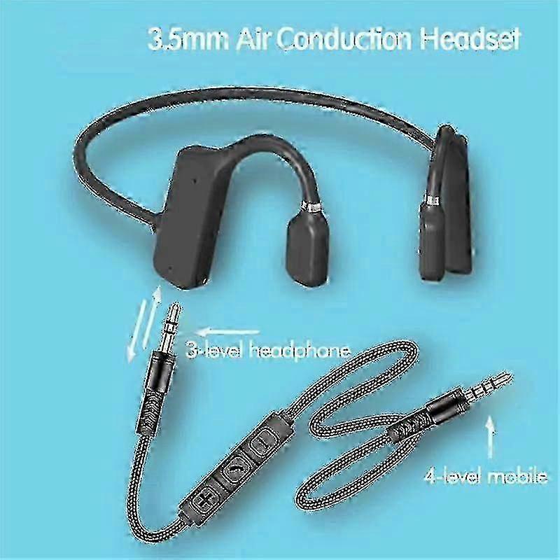 Bone conduction headphones 3.5mm wired headphones with microphone suitable for mobile phones computers and tablets_c*