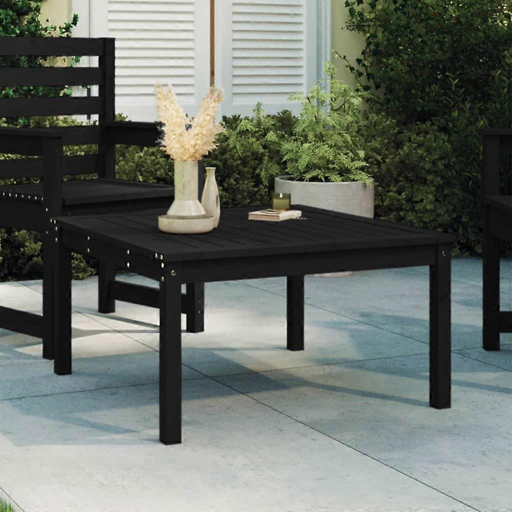 Garden Table Black 82.5x82.5x45 cm Solid Pine Wood