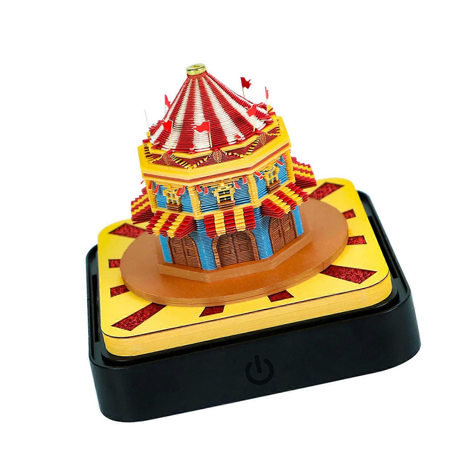 2026 Paper Sculpture Calendar With Tearable Memos Pad Built In LED Light And Clear Display Box For Note Organization Multicolor