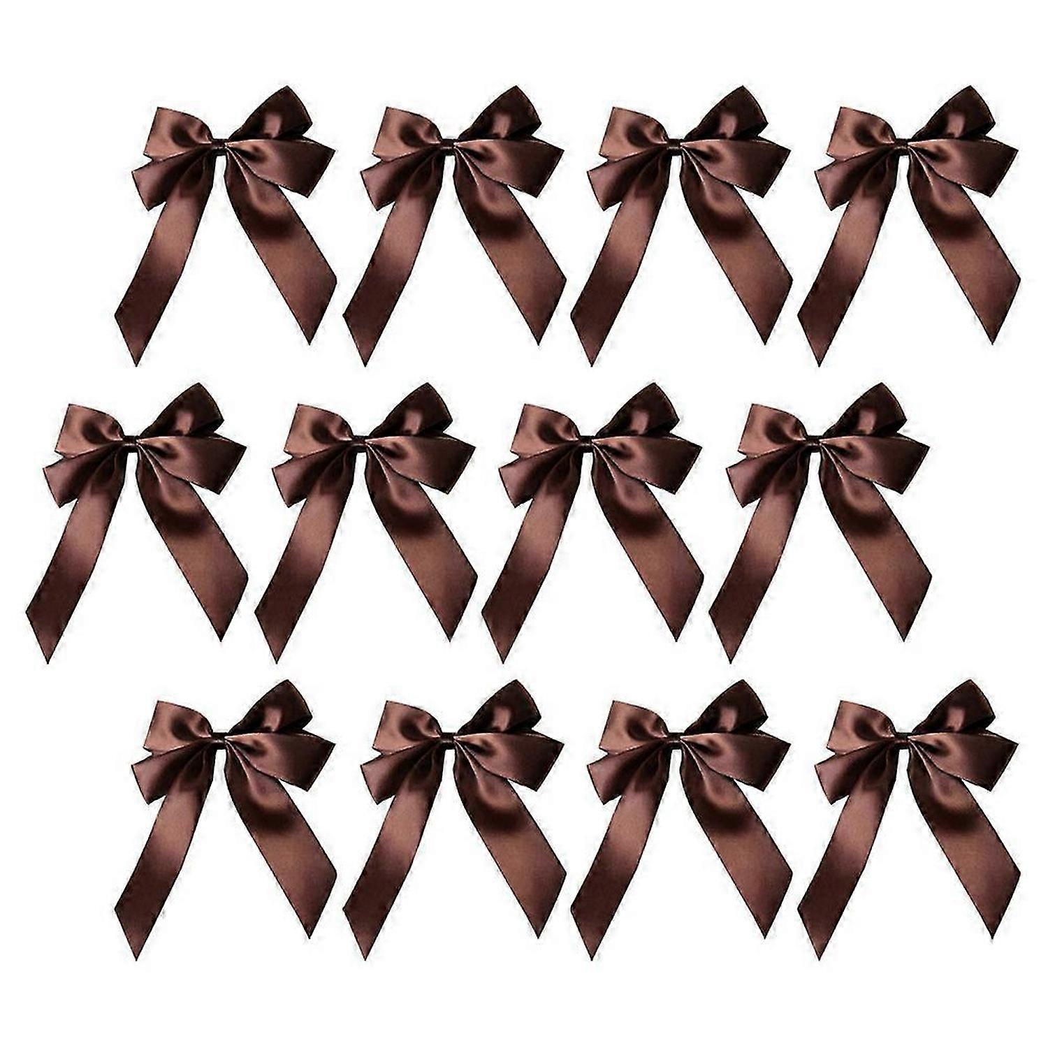 Coffee Color Ribbon Bowknot for Gift Wrapping 40Pcs Polyester Bow