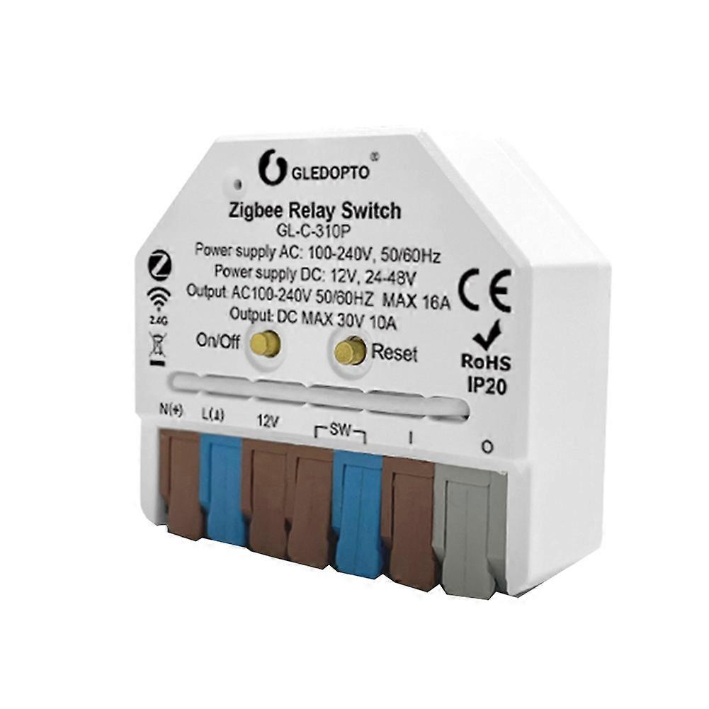 GLEDOPTO ZigBee 3.0 on OFF Relay Switch AC DC Power Electric APP Voice Control Push Switch for Alexa Tuya SmartThings GL-C-310P