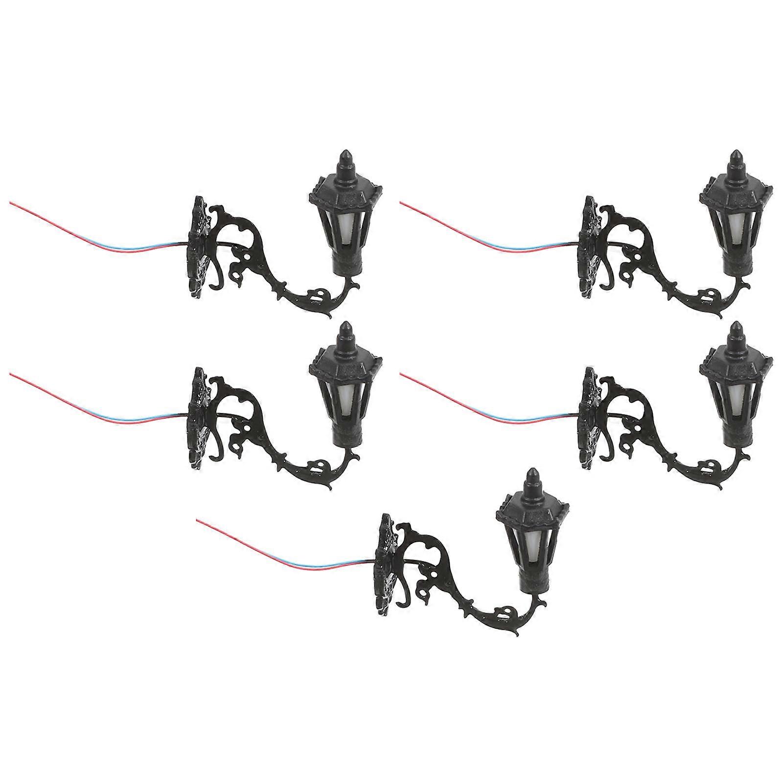 5pcs Miniature Wall Lamp Simulation Yard Wall Mounted Lamp Model Decorations