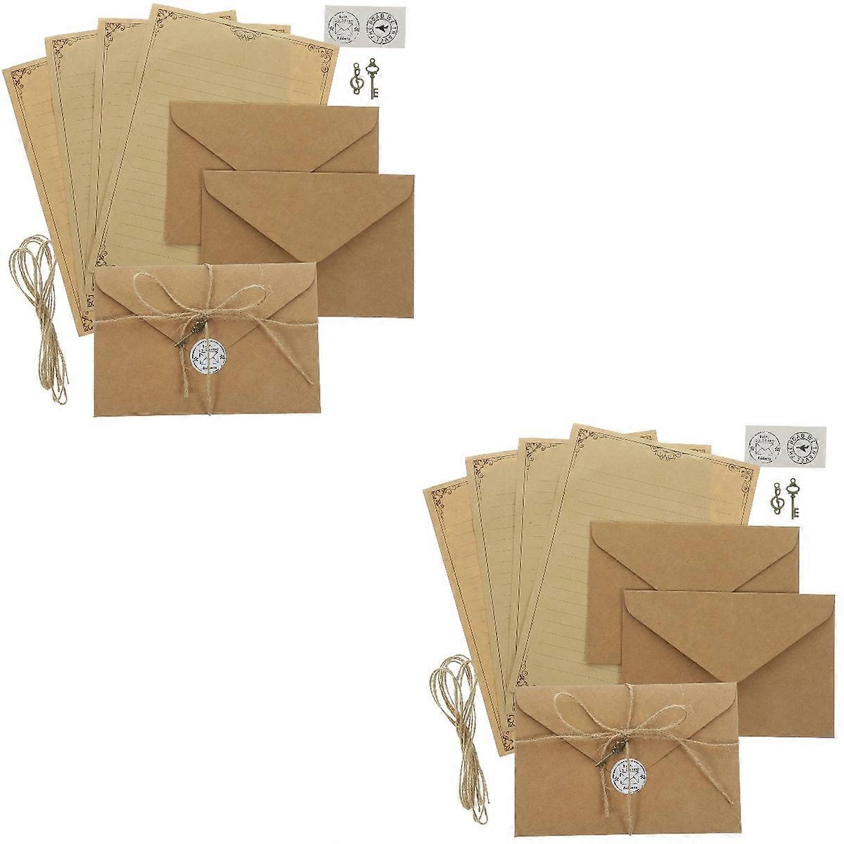 4 Sets of Vintage Letter Paper Blank Travelers Notebook Insert Portable Letter Paper Retro Envelopes Set