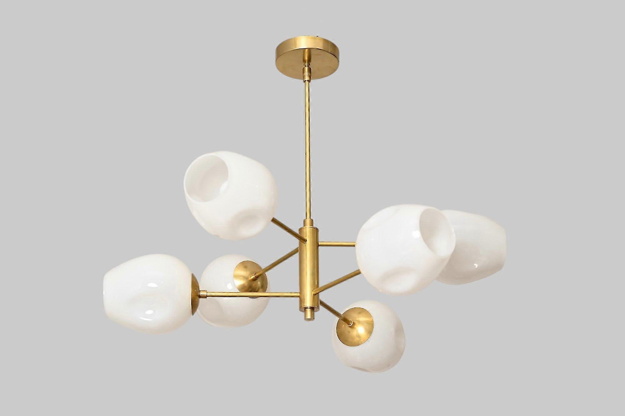 6 Dimple Globes Modern Brass Sputnik Chandelier – Mid-century Design