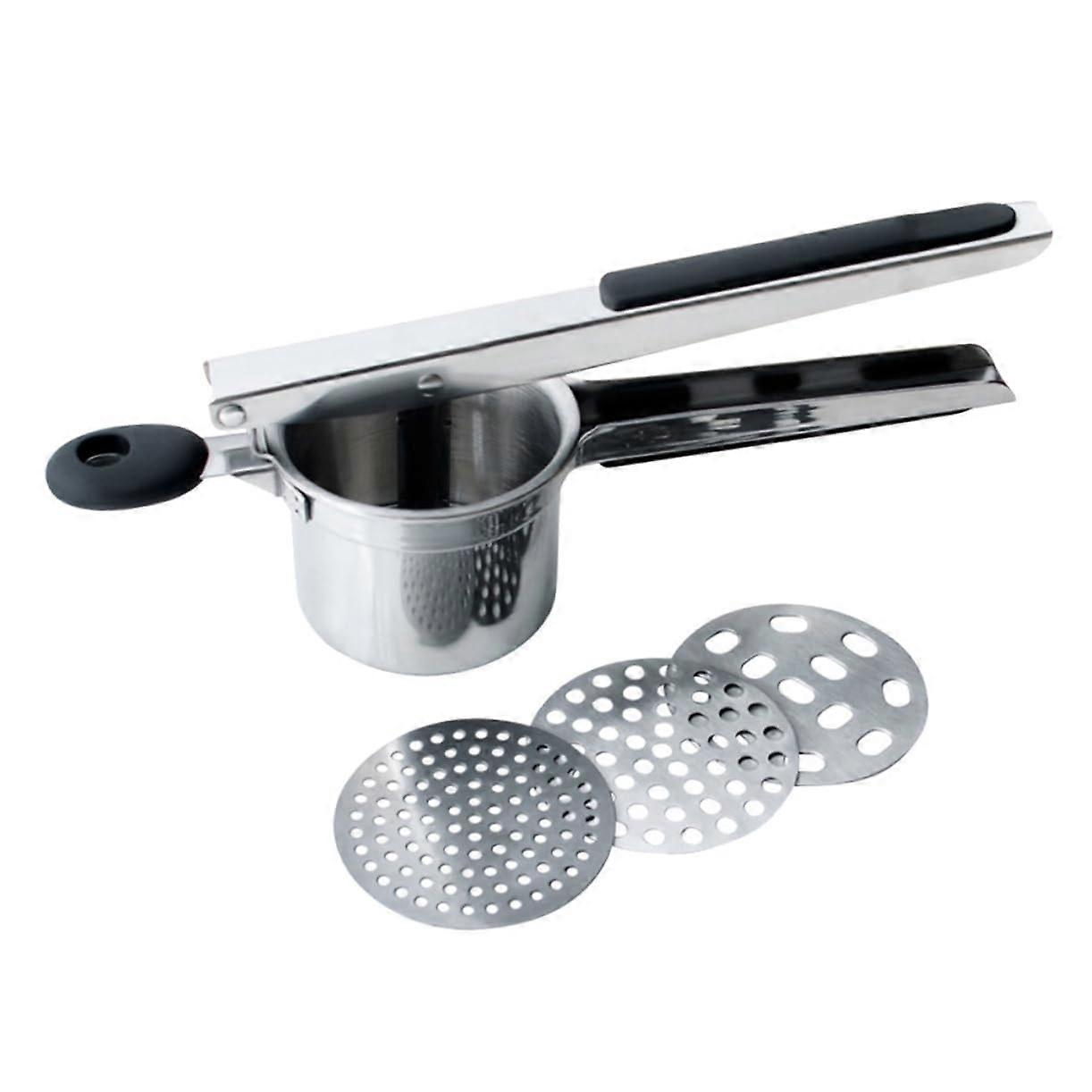 Stainless Steel Potato Ricer with Interchangeable Disks and NonSlip Handle for Smooth Mashed Potatoes