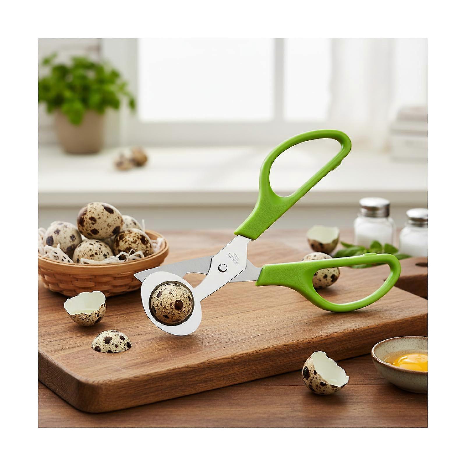 Quail Egg Cutter Stainless Steel Sharp Blade for Small Eggs Precision Egg Scissors Green 14cm