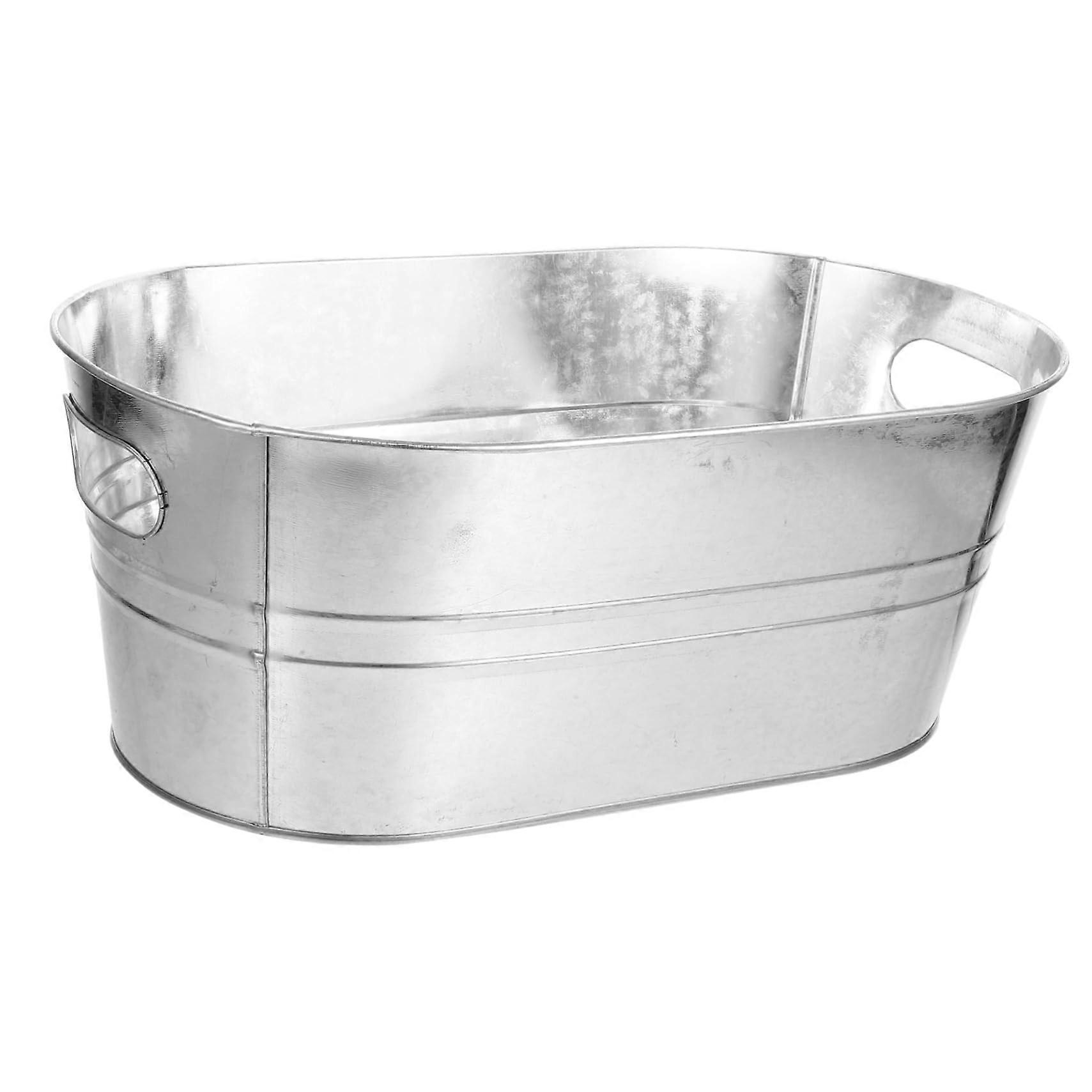 Metal Ice Bucket with Handle Large Capacity Beverage Tub for Parties and Outdoor Events