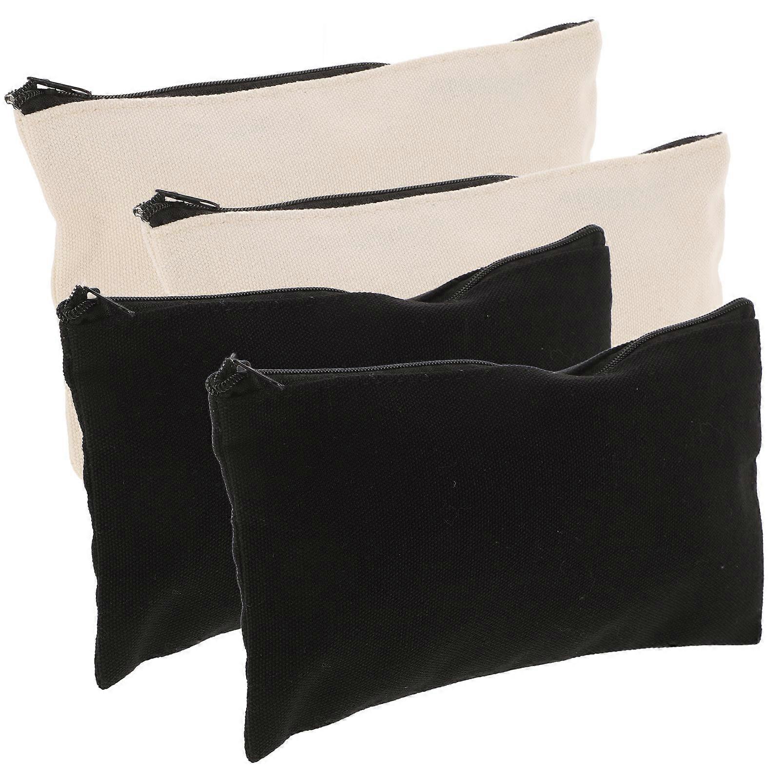 Multi-Function Storage Bag Canvas Zipper Pouch for Portable Use 4Pcs